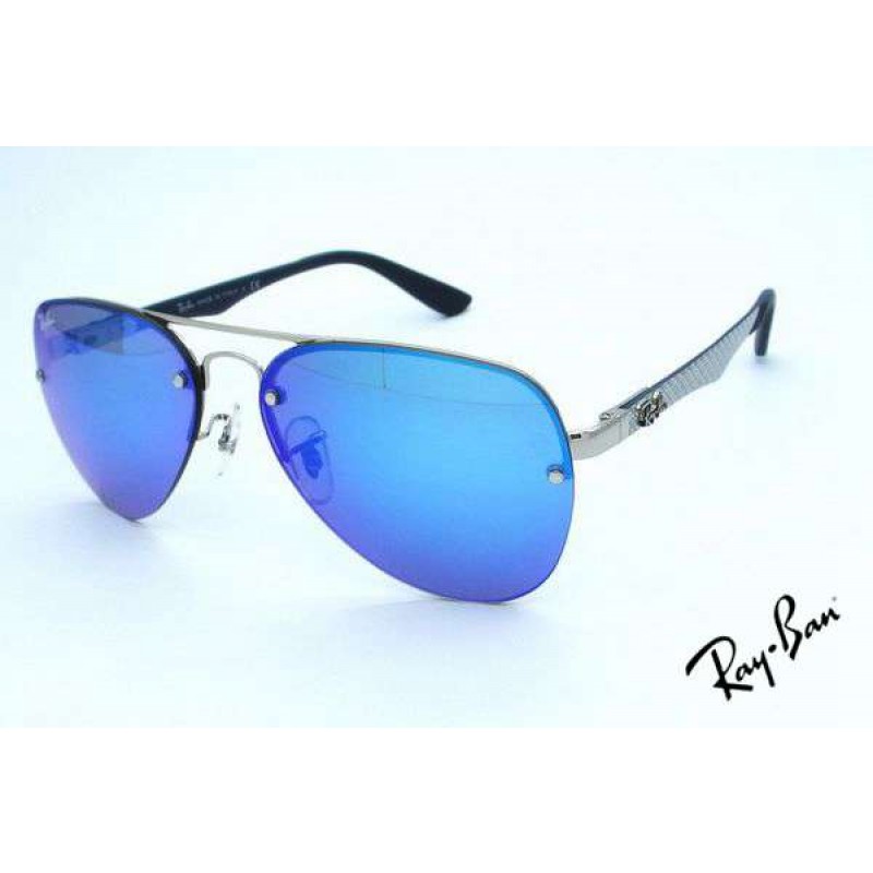ray ban aviator blue lens silver frame
