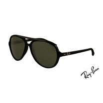 ray ban rb4125 cats sunglasses shiny black frame green lens